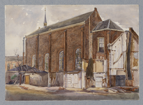 31666 Gezicht op de zuidgevel van de tot Lutherse kerk verbouwde kapel van het voormalige Abraham Doleklooster aan de ...